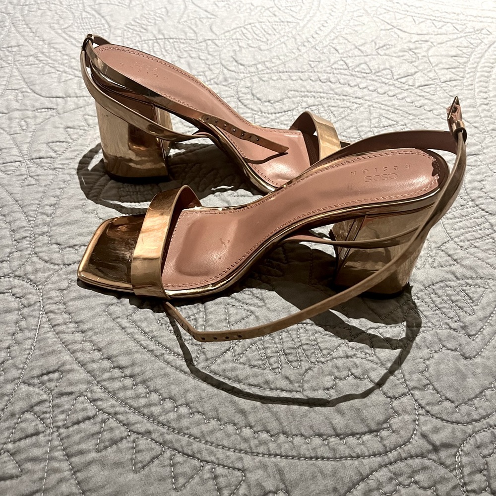 ASOS rose gold block heel sandal